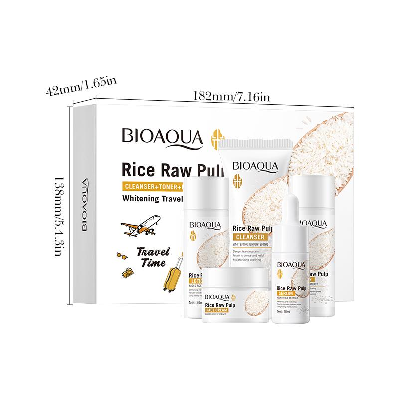 Ensemble de 5 pièces Purée de Riz Blanchissante Voyage Ensemble Cinq Pièces Crème pour les Mains Hydratante Crèmes Soin Visage Nourrissantes Éclaircissantes