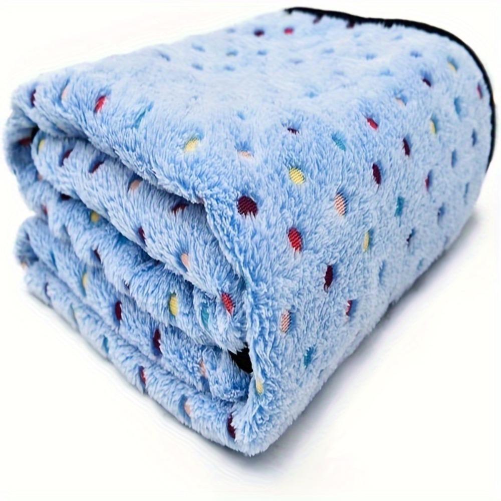 

Coral Fleece Pet Blanket with Cute Dot Pattern - Soft Fluffy Warm Bed Mat, Universal for Cats & Small/Large Dogs L синий