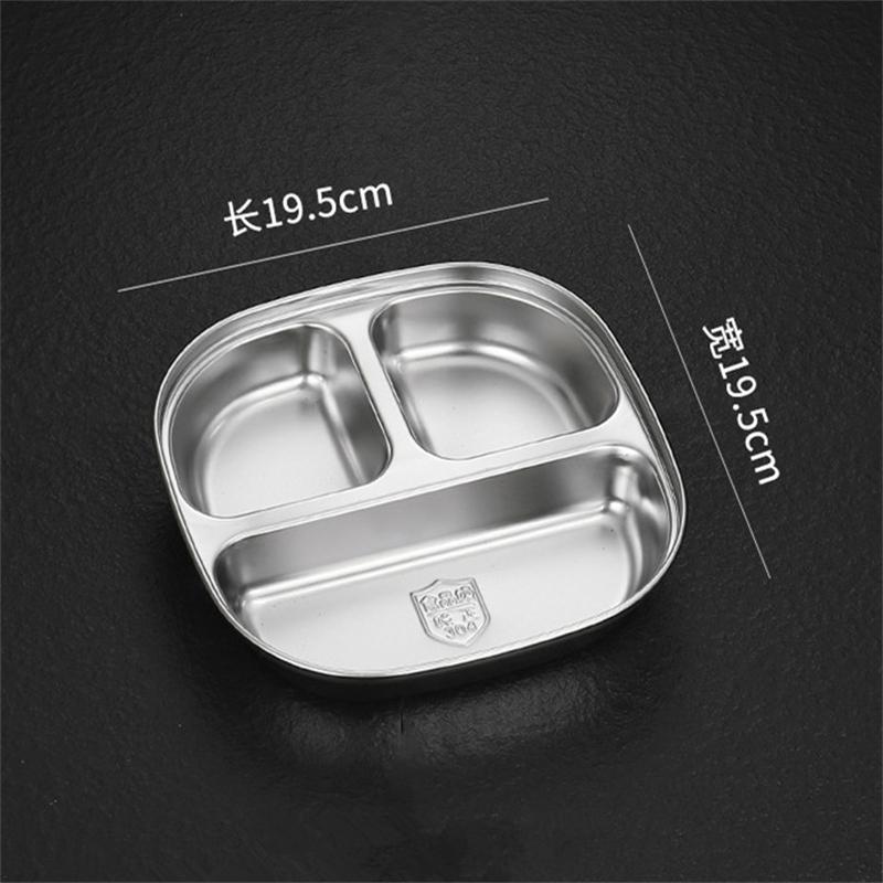 304 Stainless Steel Dinner Plate Food Grade Divided Serving Tray Kitchen Dishes Lunch Container For School Canteen Tableware