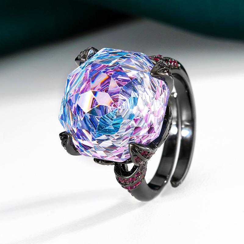 

Jewelry Copper Bottom Gold Plated Imitation Rose Cut Gradual Change Color Black Gold Retro Ring 16Mm