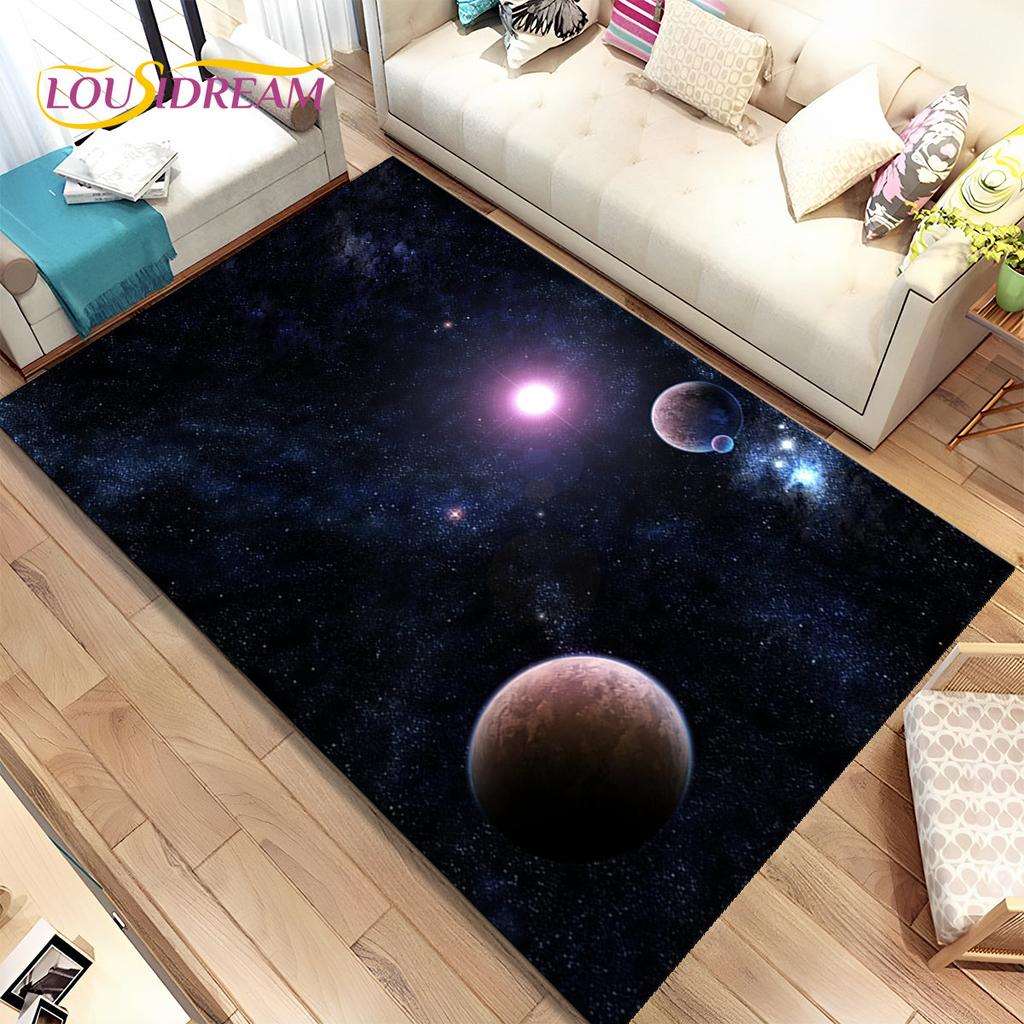 3D Διάστημα Αστέρια Γαλαξίας Γη Χαλί Περιοχής,Χαλί για Σπίτι Σαλόνι Υπνοδωμάτιο Καναπές Διακόσμηση Πατάκι Πόρτας,Παιδικό Αντιολισθητικό Πατάκι Δαπέδου HD