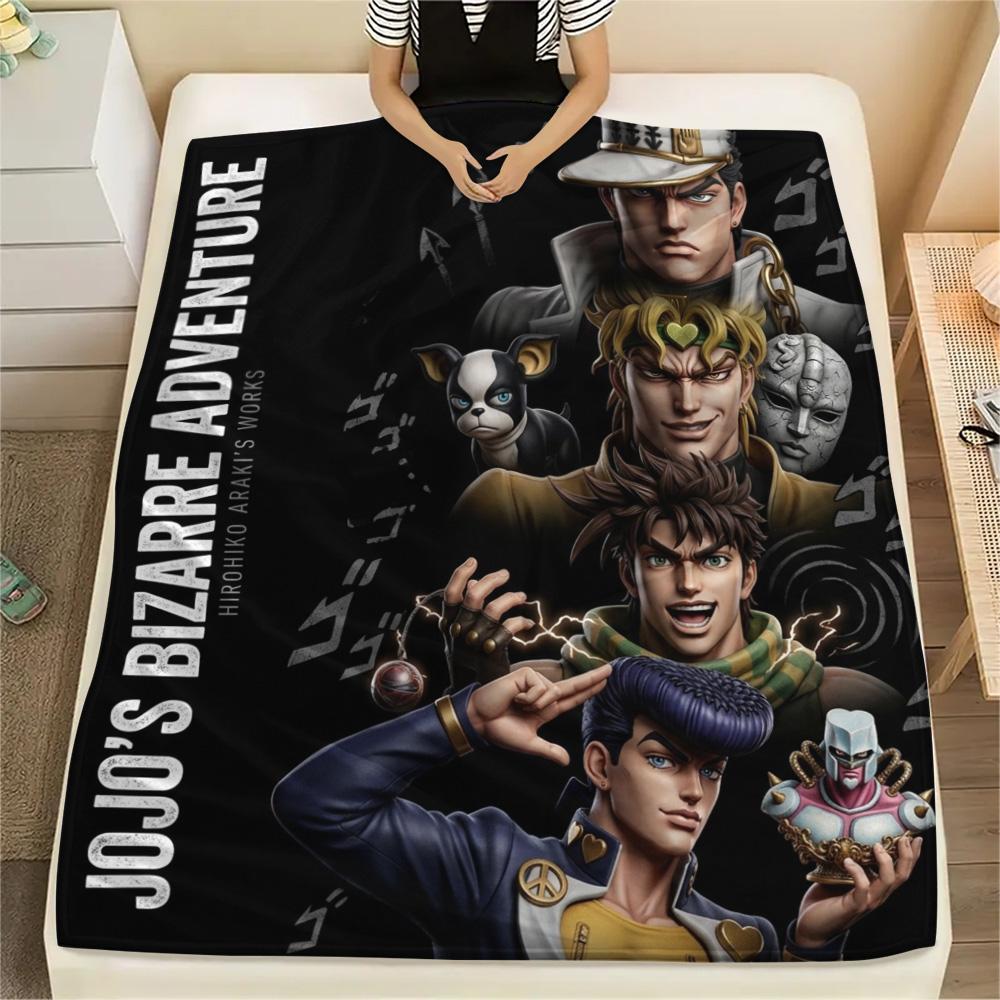 1PC Jojos Bizarre Adventure Patterned Flannel Blanket Suitable For All Seasons For Home Decor Warmth And Comfort Gifts Holiday Present