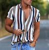 Summer Hawaiian Shirts 3d Printed Striped Sexy Men Women Clothing Men's Vocation Lapel Camisa Fashion Beach Short Sleeve  Blouse