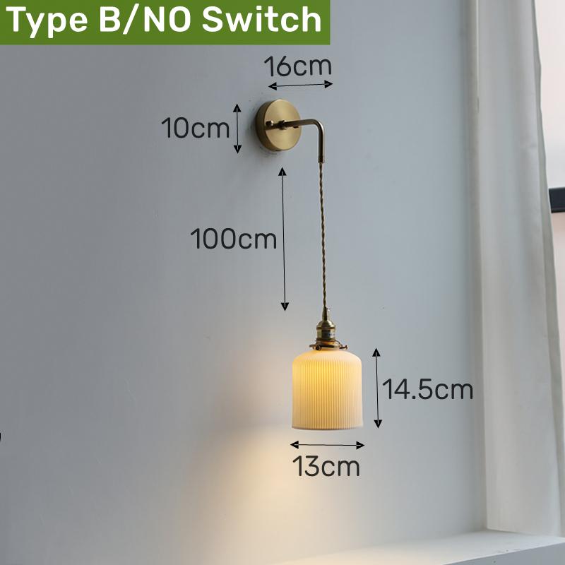 Vintage Ceramic LED Wall Lamp Copper Pull Chain Switch E27 Retro Mirror Sconce Bedroom Bedside Dining Room Art Decor Wall Lights