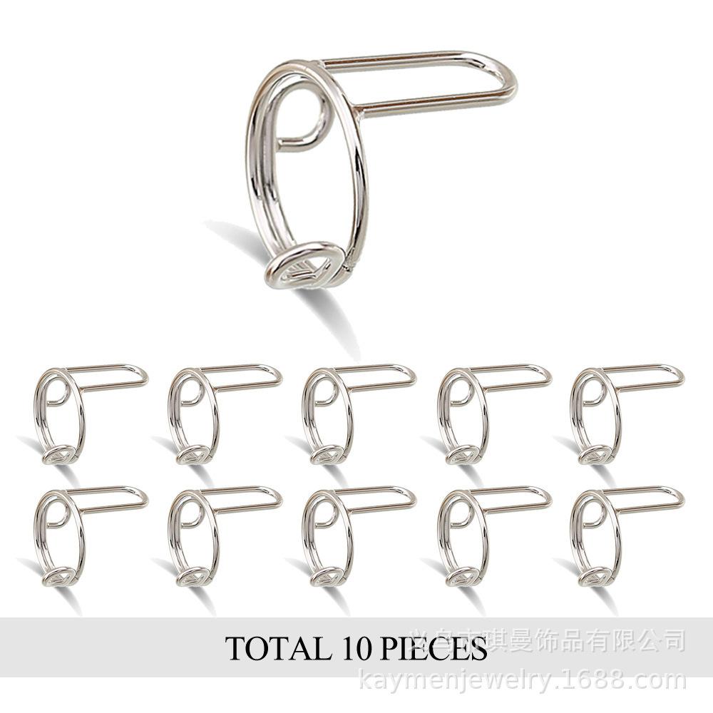 10Pcs Detachable Press On Nails With Metal Finger Rings, Reusable Fake Nails Kit For Daily Wear Nail Art Decorations