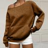 Women's Casual Fashion Solid Color Off-shoulder Long-sleeved Loose Sweatshirt With Pockets