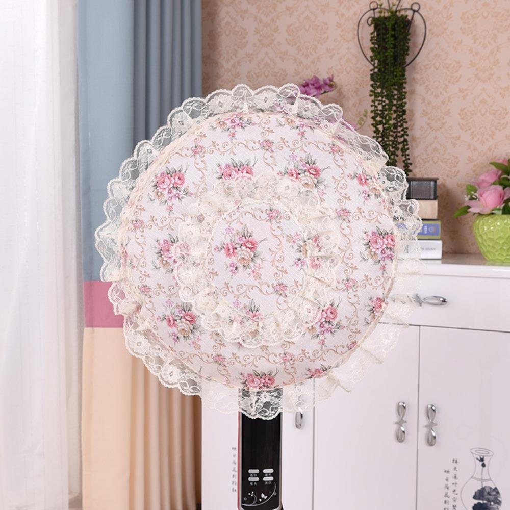 All-inclusive Fan Dust Cover Round Floral Floor Fan Covers Protective Dust Cover Bedroom