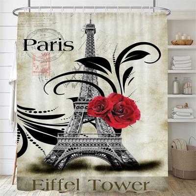 London Paris Scenic Paris Tower Printed Curtains for Bathroom Shower Curtain Partition Accessories Bath Curtain Home