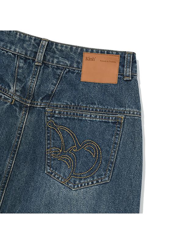 Kirsh Vintage Cargo Denim Long Skirt [Dark Blue]