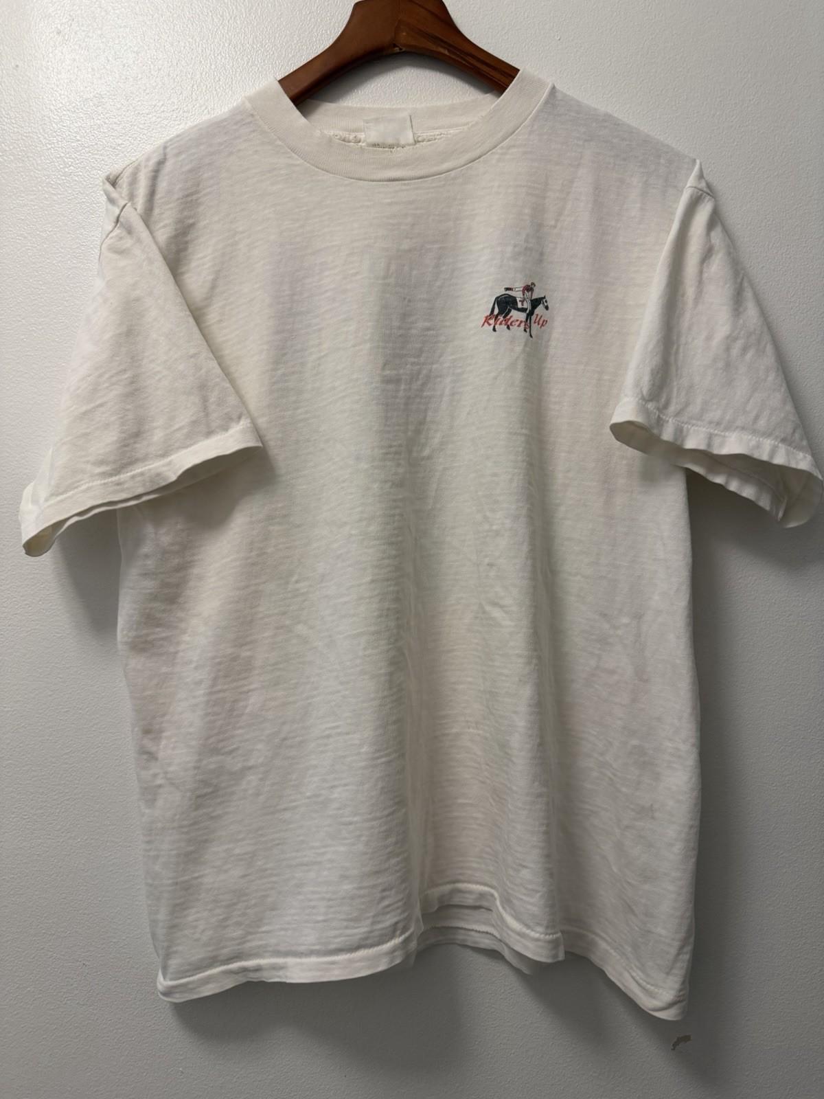 VTG America’s Greatest Thoroughbred White T Shirt Large Horse Racing Rodeo USA XL