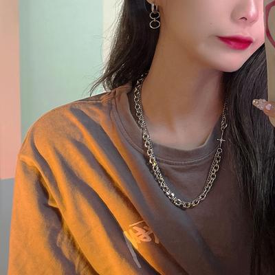 Cross Cool Necklace Men's Fashion Niche Hip-Hop Summer Design Women's Fashion Matching Clothes Accessories Titanium Steel Jewelry