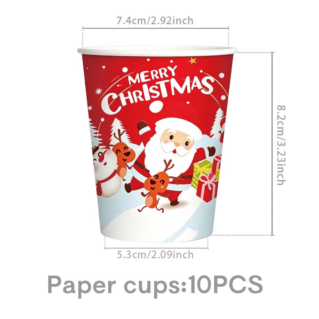 In-Stock Red Christmas Disposable Tableware Set: Plates, Napkins, Cups, Knives, Forks, Spoons