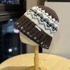 Winter Knitted Warm Contrast Maillard Fisherman Hat Women's Thickened Cold Proof Fashion Woolen Hat Basin Hat