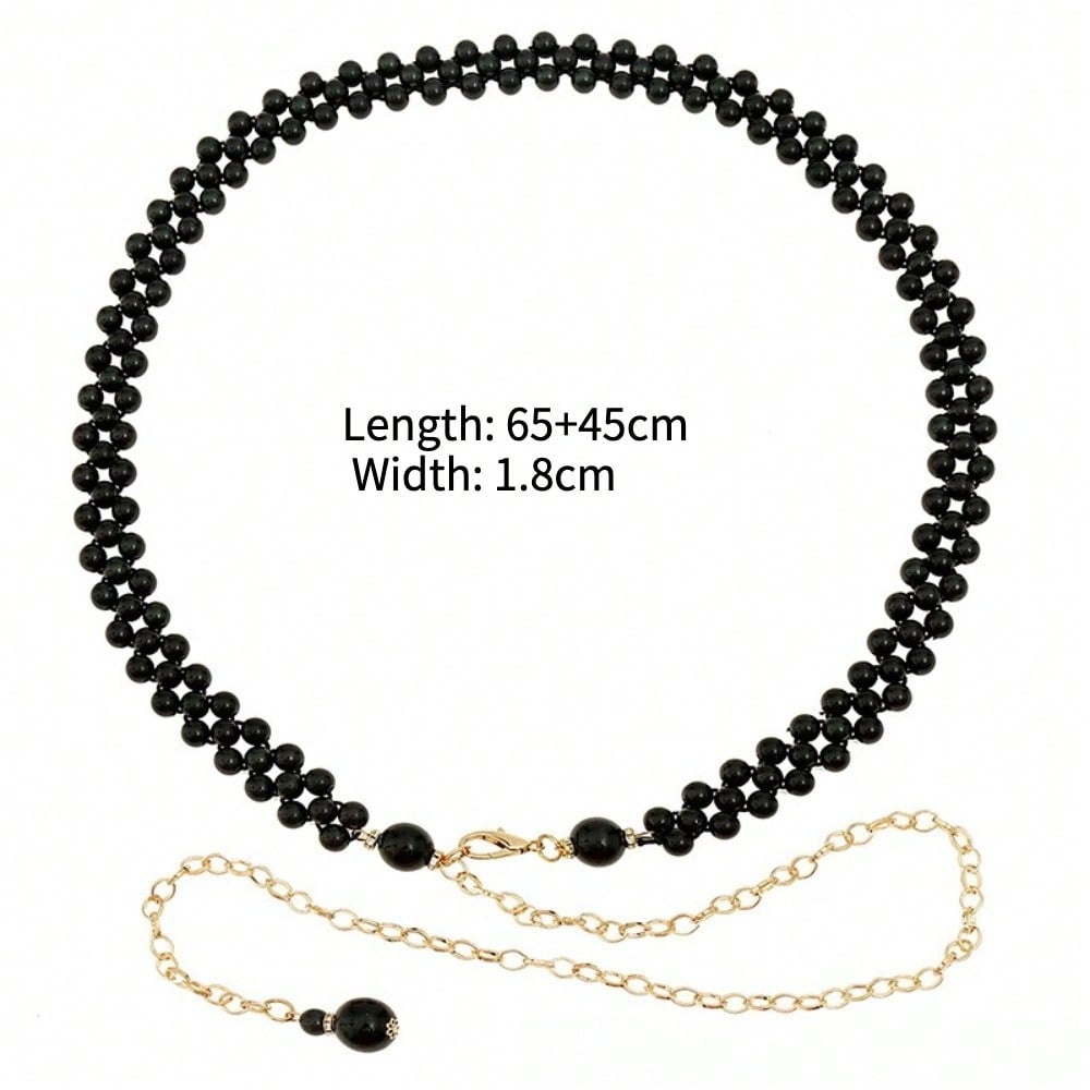 Pearl Belt Women's Diamond Elastic New Waist Chain Women's Decoration with Dress Elastic Versatile Belt Women's Petals