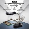LED Light Helping Hands Soldering Magnifier Station Professional 3.5X 12X Magnifying Glass Stand with Alligator Clips for Solder