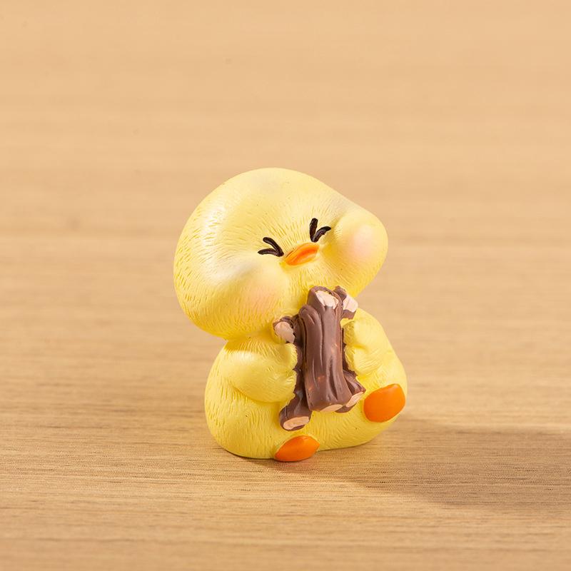Cartoon Cute Kitchen Cooking Little Yellow Duck Resin Small Ornaments Micro Landscape Desktop Car Home Decoration