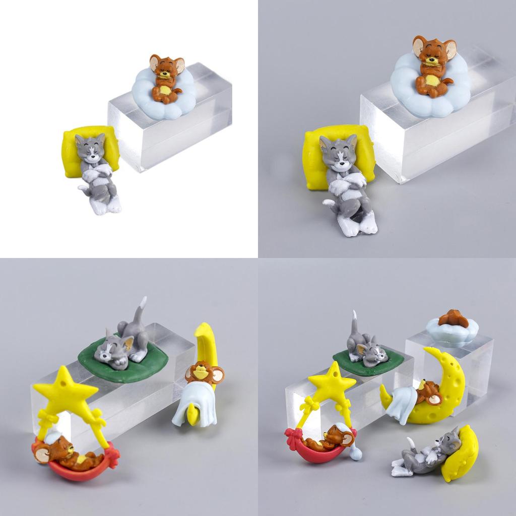 Çocuk Dekorasyonu İçin Uyuyan Kedi Fare Tasarımlı Pvc Tom ve Jerry Araba Süsü
