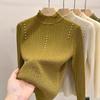 Ruffled High-Neck Pearl Knit Sweater for Women