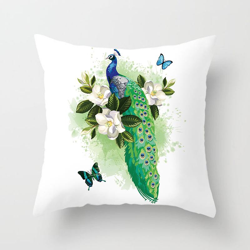 New Chinese Style Classical Peacock Feather Pattern Pillowcase Car Bedroom Living Room Cushion New Chinese Style