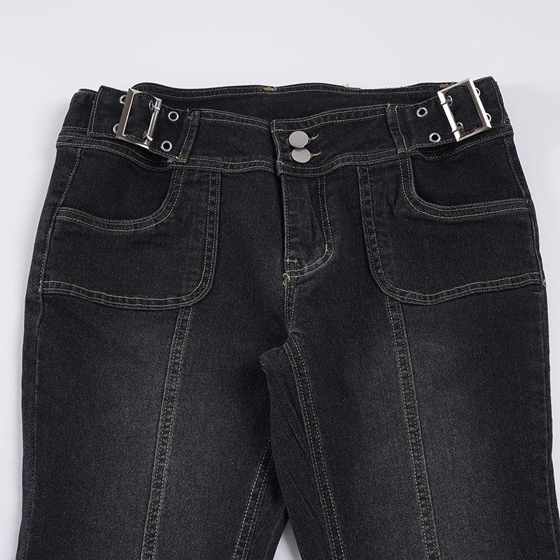 Women's 2026 Spring Retro Micro-Flare Black Jeans: Slimming, Body-Shaping, Low-Rise Long Pants