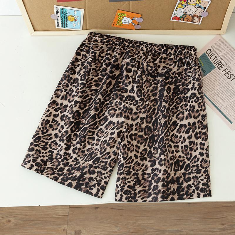 Sommer-Strandshorts für Herren in Übergröße, elastische Taille, Leopardenmuster, lässige Shorts für den Sommer