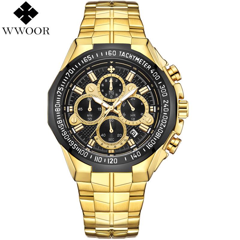 WWOOR Wò Ài 8868 Men's Trendy Luminous Steel Band Waterproof Quartz Sports Watch