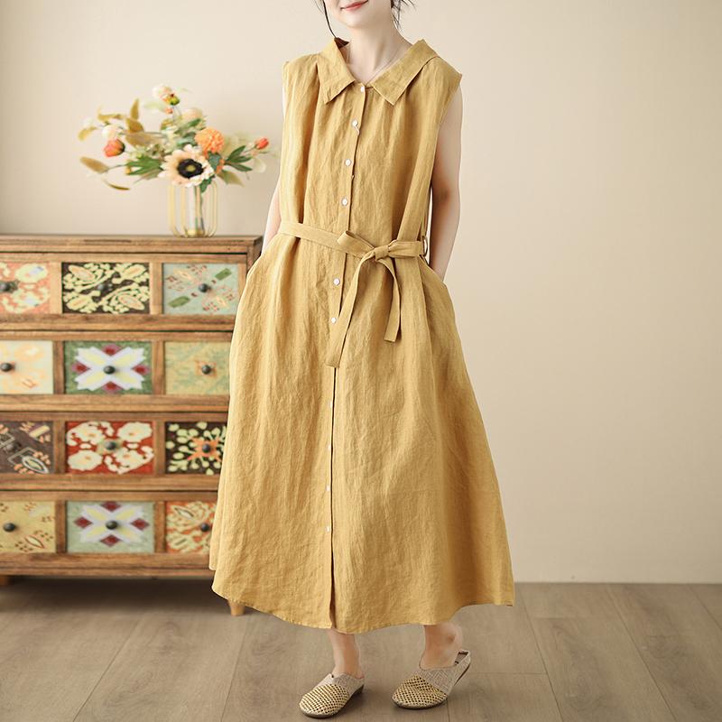 Sleeveless Plus Size Cotton Vintage New In Dresses for Women Casual Loose Long Summer Shirt Dress