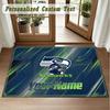 Crystal Velvet Square Rug Custom NameSeattle Seahawks Pattern Non Slip Home Floor Decor Rug