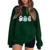 Women's Comfortable Casual Sweatshirt with Long Sleeve, Round Neck, Loose Fit, Small Halloween Print and Color Options