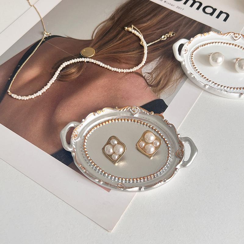 Creative Resin Candle Holders Jewelry Display Plate Earrings Necklaces Storage Dish Teaware Tray Vanity Desktop Decoration Dish