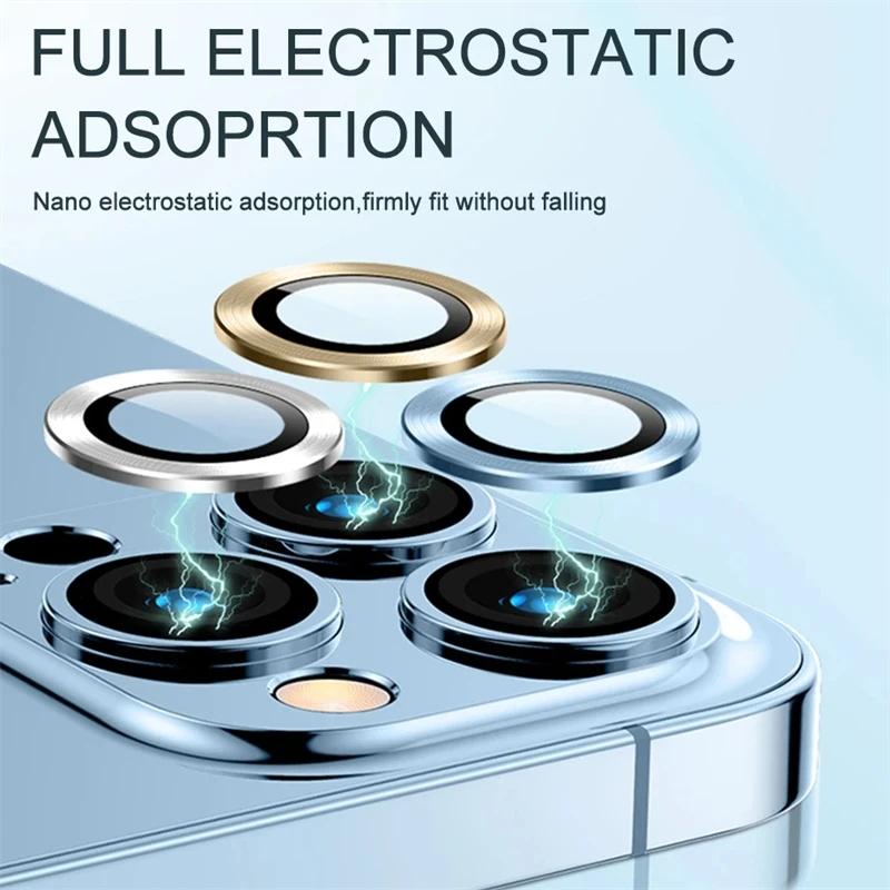 Camera Lens Protector Glass For iPhone 16 15 Pro Max 11 14 13 12 Plus Lens Metal Ring Protector For iPhone 14 Plus 13 12 Mini 4