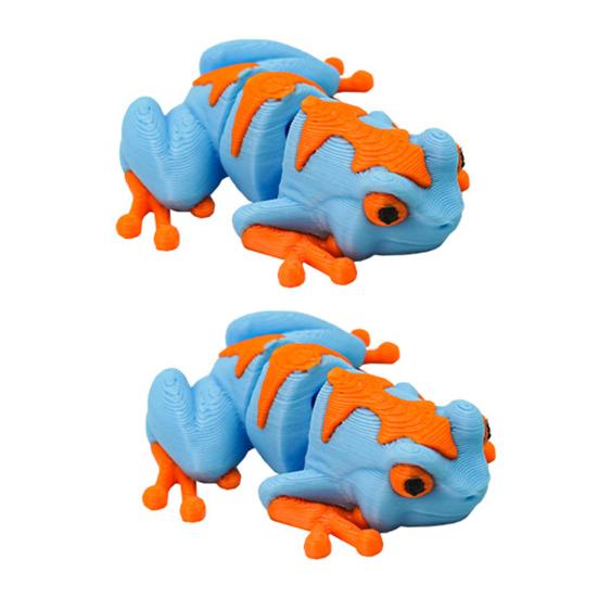 1/2/3Pcs 3D Printed Tropical Frog Ornament Movable Joints Frog Figurine Mini Articulated Frog Figure Fidget Toy Desktop Decoration Ornament