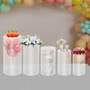 5 Pcs Acrylic Display Stand Set for Wedding Certificate Photo Holder, Clear Cylinder Pillar for Party Decor Exhibition Table