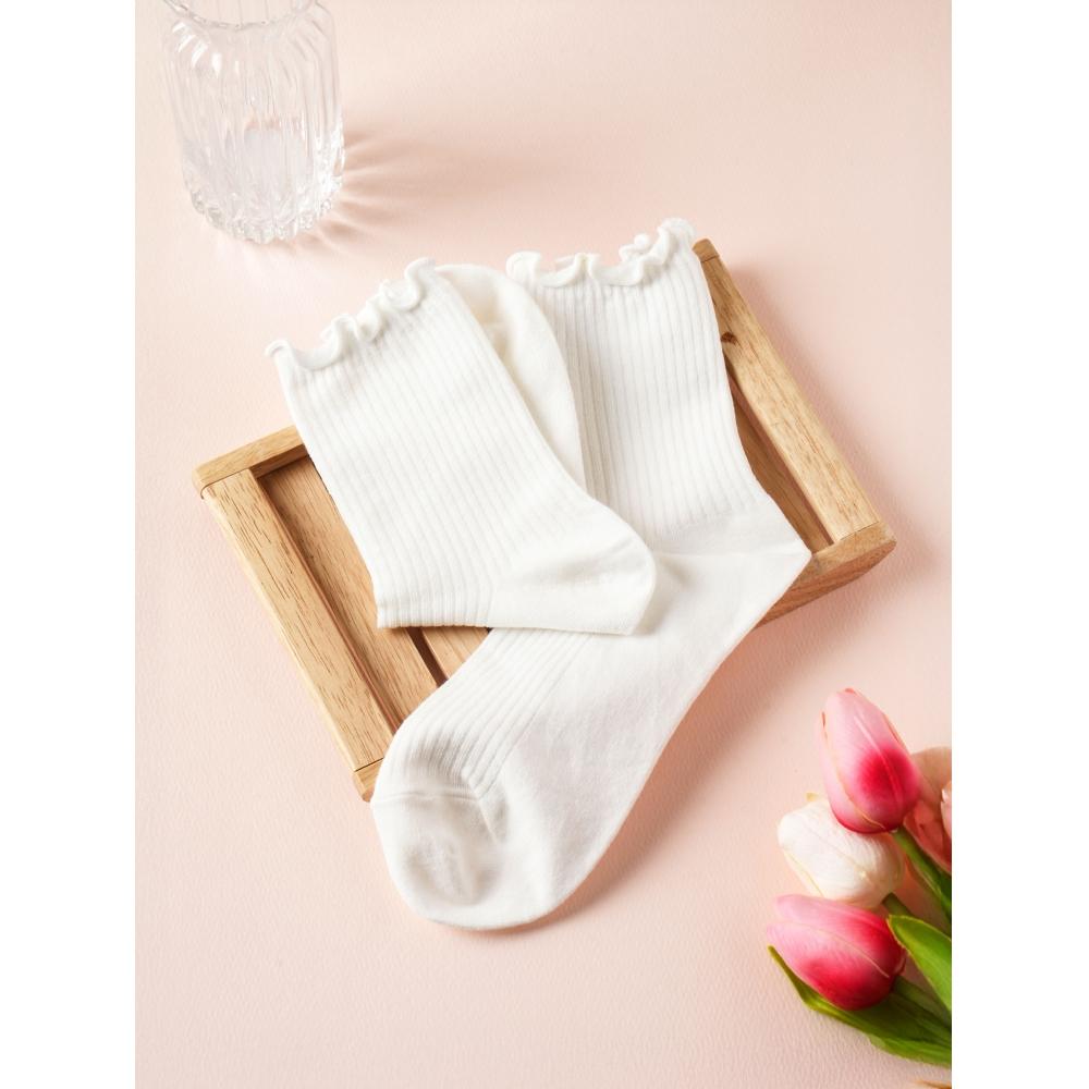 DaiSo Kikiya SockS Women S Lace Ribbed SockS White