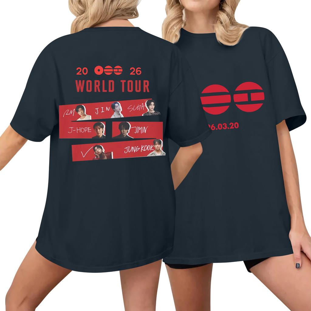 Women's Casual Printed T-Shirt Round Neck Pullover Short Sleeve Top