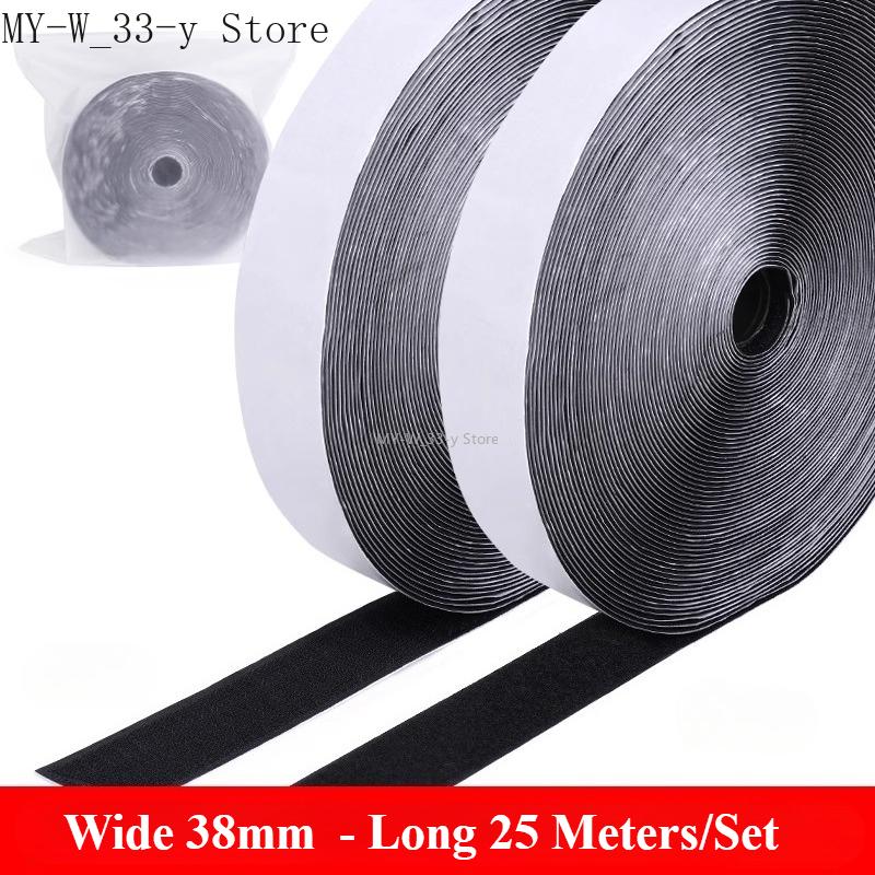 3/25Meter Starkes Selbstklebendes Klettband Haken und Schlaufe Schwarz Weiß Nylon Klettband Klebeband mit Starkem Kleber 25/30/50MM