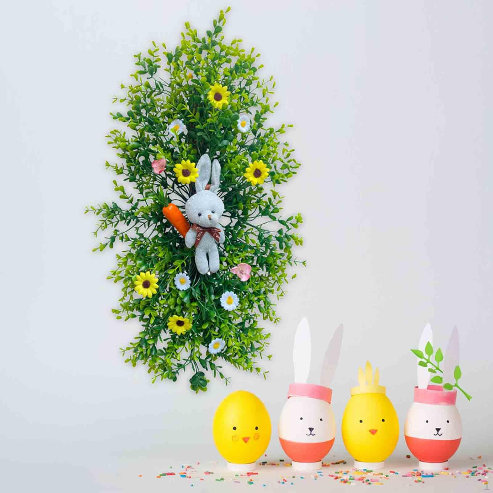 

Гирлянда из искусственной лозы на Пасху, милые деревенские каминные полки, аксессуары, элегантная цветочная гирлянда, Rabbit Carrot