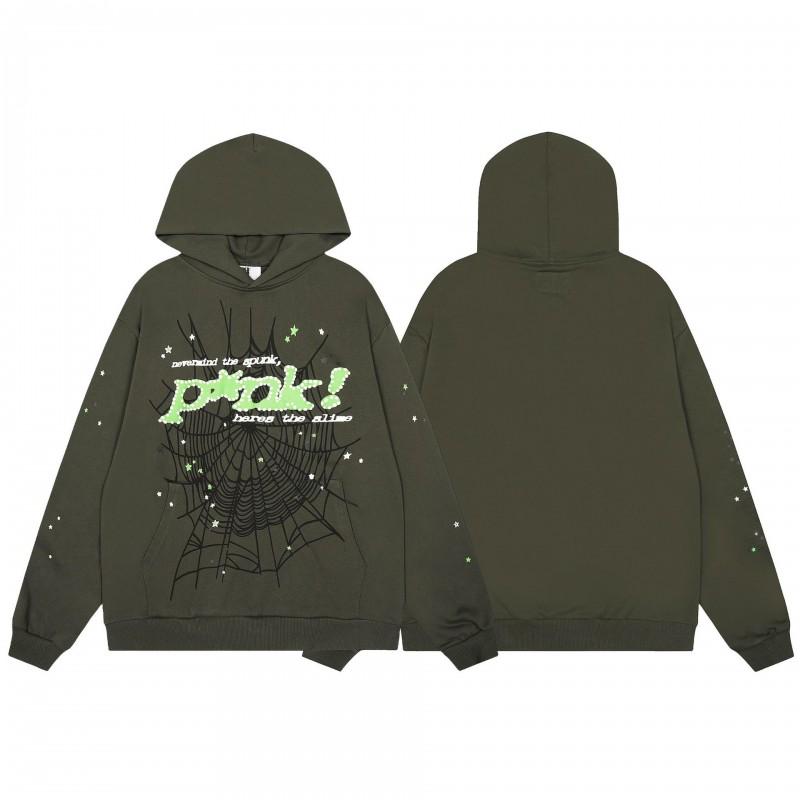 Felpa Sp5der FW23 Unisex Streetwear Pullover Felpa Con Stampa Ragnatela Vestibilità Larga Misto Cotone