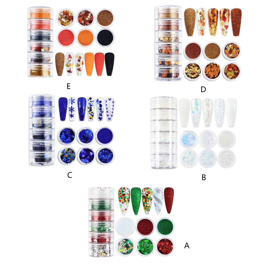 6 Boxes Snowflake Sequins for Nail Christmas Nail Snowflakes Glitter Sequins 3D Nail Art Snowflakes Confetti for Party