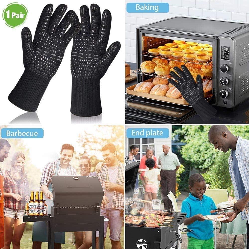 BBQ Gloves Heat Resistant Kitchen Silicone Oven Mittens Non-Slip Pot Grilling Gloves for Grill Smoker Barbeque Cooking Baking