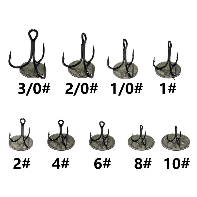 Schwarz vernickelte rostfreie Drillinge: Hochfeste, verdickte Widerhakenhaken zum Angeln