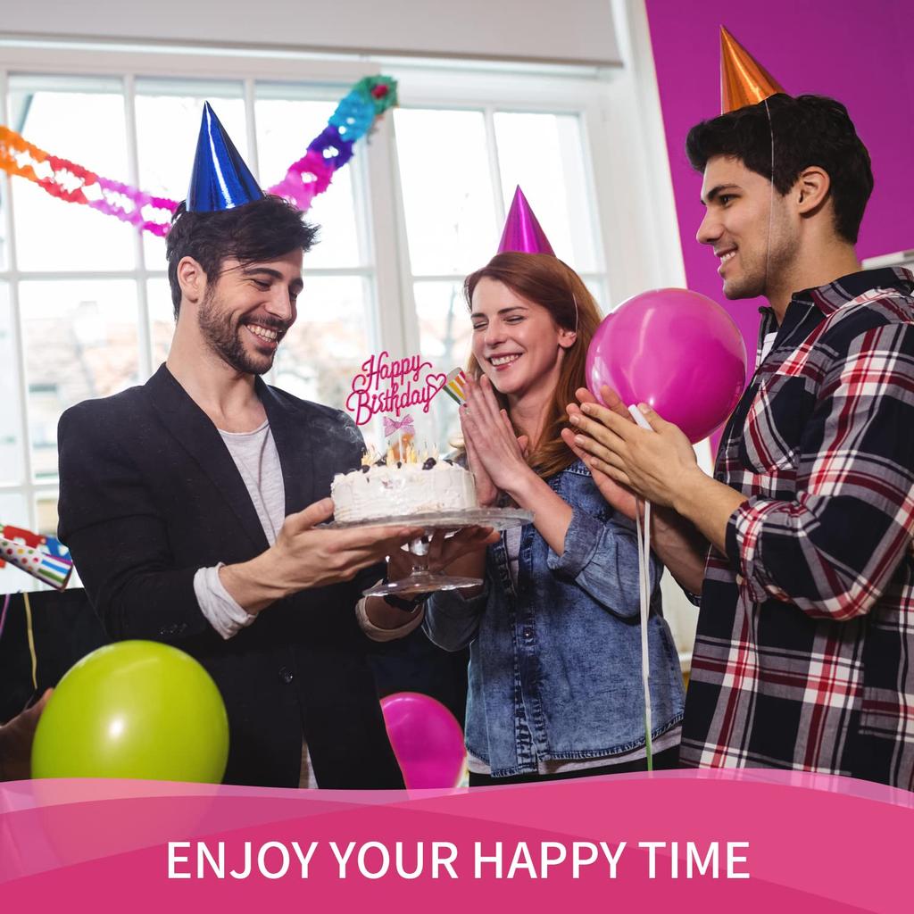 1Pcs Happy Birthday Cake Topper Plastic 3D Double Sided Happy Birthday Sign for Cake with Bow, Idea for Cake Decoration Supplies