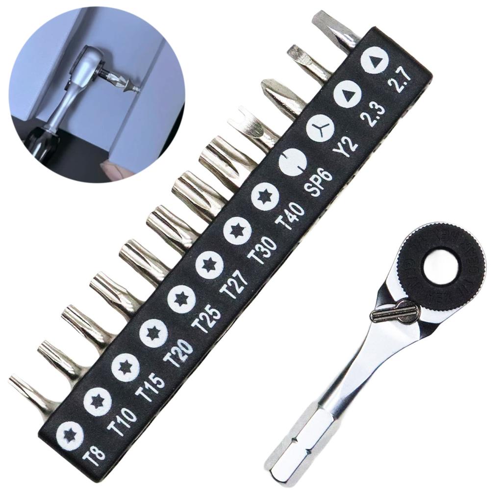 1set Through Hole Hex Handle Small Ratchet Wrench Head 60-Tooth Ratchet Wrench Set For Tight Spaces Home Repair Maintenance