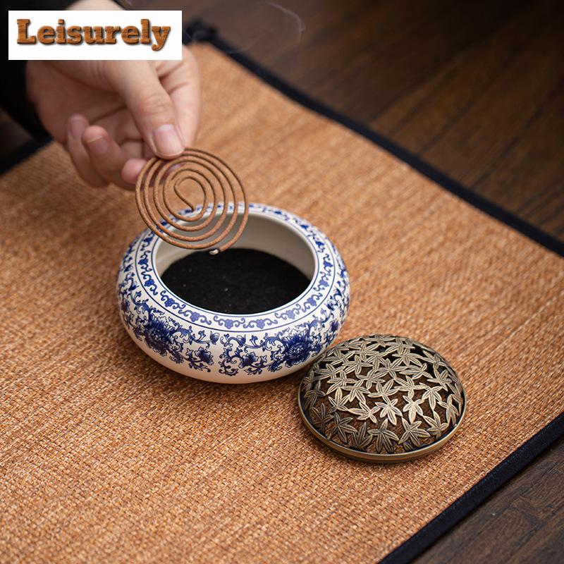 Räuchergefäß aus blauem und weißem Porzellan, Zen-Räuchergefäßhalter, Aroma-Räuchergefäßhalter, Büro-Teetisch-Ornamente, Kunsthandwerk