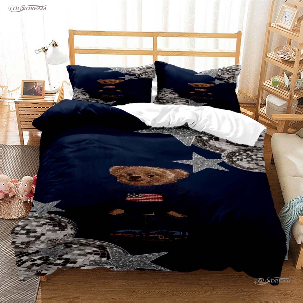 Fashion Bear Casal All Season Duvet Cover Comforter Bedding Set Soft Quilt Cover and Pillowcases Teens Single/Double/Queen/King
