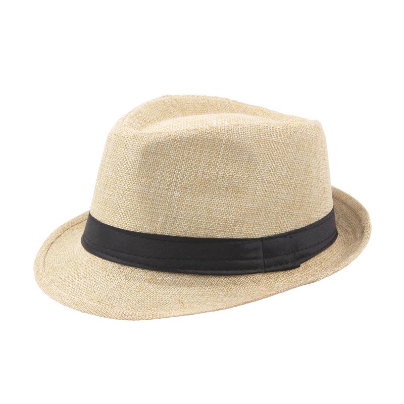 Men's Summer Straw Fedora Sun Hat - Outdoor Sunshade Beach Bowler Hat