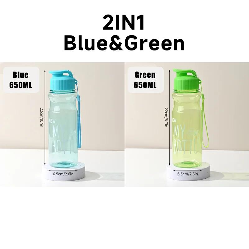 650ml Outdoor Large-capacity Sports Water Bottle Color Transparent PET Cold Water Cup Space Water Bottle Advertising Plastic Cup