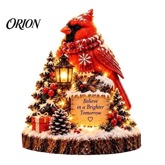 Resin Christmas Micro Landscape Lighted Ornament, Night Light, Decorative Figurine with Desktop Decorations LED Light for Bookshelf and Holiday