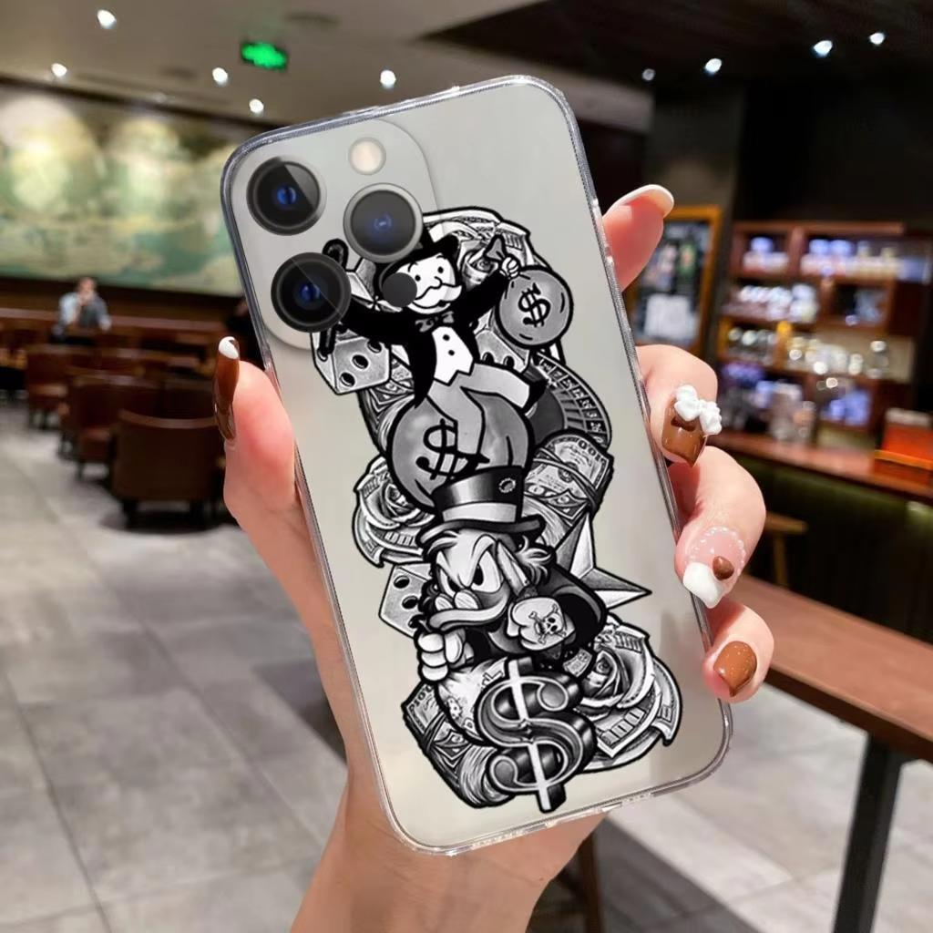 Catoon Dollar Alec Monopoly Phone Case For iPhone 16 15 14 13 12 11 Pro Max XS X XR 7 8 SE Shockproof Bumper Back Cover