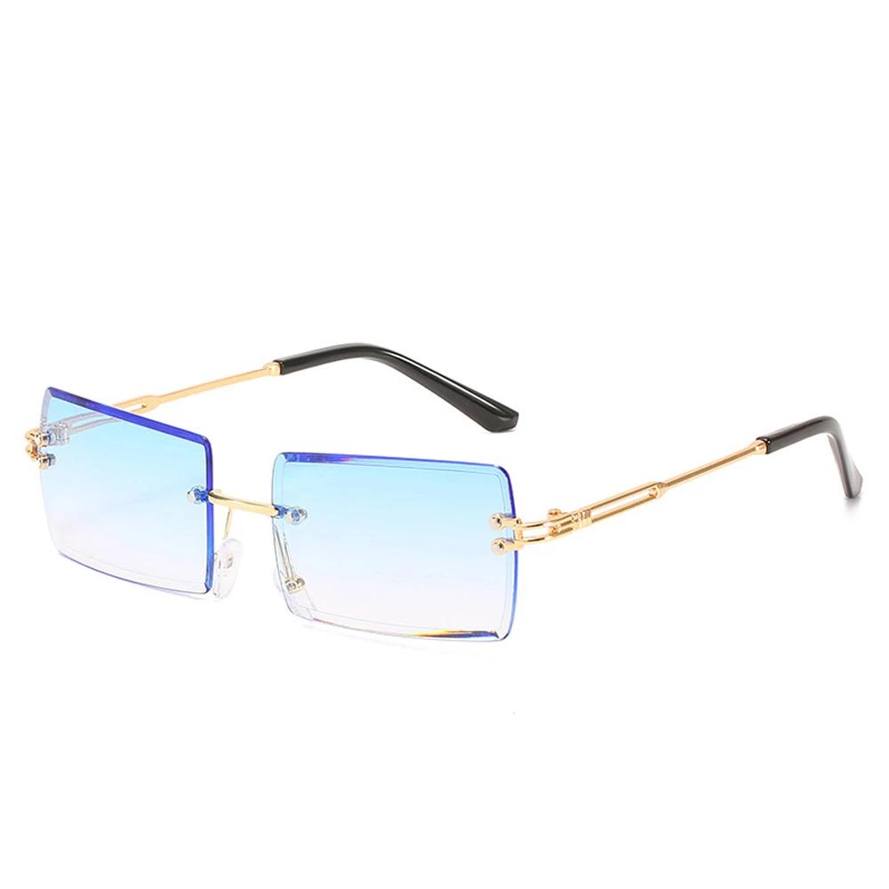 Rimless Rectangle Sun Glasses For Stylish Women And Men In Fashionable Brown Shades